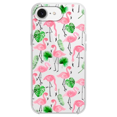 Blingy's Schutzhülle für iPhone 16e, tropisches Flamingo-Vogelmuster, niedliches Tier-Design, transparent, weiches TPU, transparent, 15,5 cm (6,1 Zoll) (tropischer Flamingo) von Blingy's