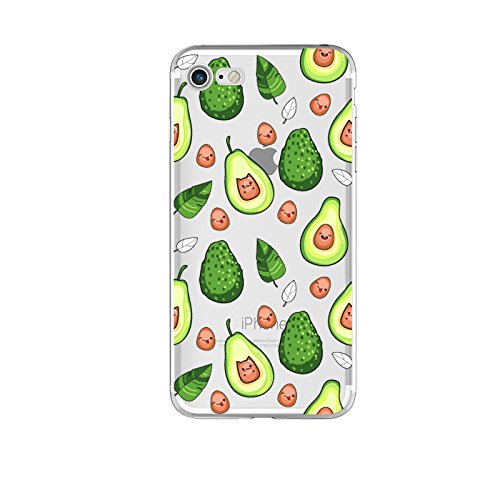 Blingy's Schutzhülle für iPhone SE (3. Generation)/iPhone (2. Hülle (4,7 Zoll), lustiges Avocado-Motiv, niedliches tropisches Früchte-Stil, transparent, weich, TPU, klare, BL-9000634 von Blingy's