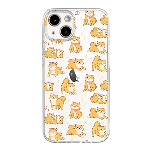 Blingy's Shiba Inu Schutzhülle für iPhone 13 (6,1 Zoll), niedliches Tiermuster, Cartoon-Design, transparent, weiches TPU, transparent, kompatibel mit iPhone 13 15,5 cm (6,1 Zoll), Shiba Inu #2) von Blingy's