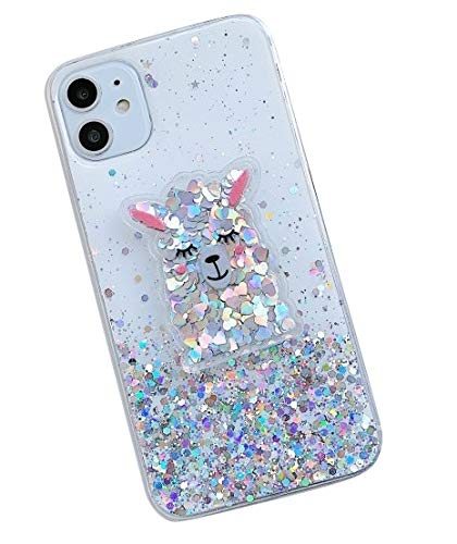 Blingy's iPhone 11 Hülle (6,1 Zoll), Frauen Mädchen Sparkle Bling Bling Glitzer Niedlich Lama Muster Lustig Cartoon Tier Stil Stoßfest Hartschale Kompatibel für iPhone 11 6,1 Zoll (Glitzer Lama) von Blingy's