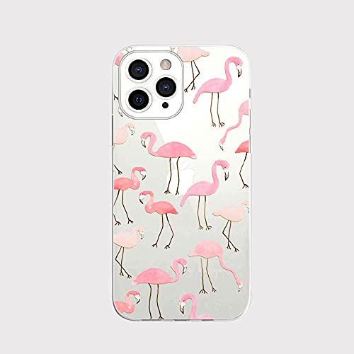 Blingy's iPhone 13 Pro Hülle (6,1 Zoll), Frauen Mädchen Niedlich Tropischer Flamingo Vogel Spaß Tierstil Transparent Weich TPU Schutzhülle Kompatibel für iPhone 13 Pro 6,1 Zoll (Hellrosa Flamingo) von Blingy's