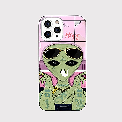 Blingy's iPhone 13 Pro Hülle (6,1 Zoll), Trippy Alien Style Smoke and Chill in Bath Psychedelic Art Design Soft TPU Protective Case Compatible for iPhone 13 Pro 6.1 inch (Smoking Alien) von Blingy's
