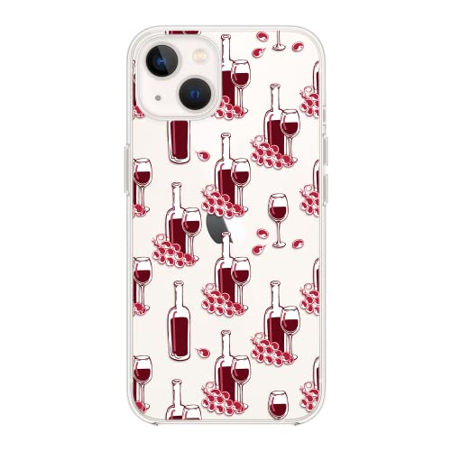 Blingy's iPhone 14 Hülle, Frauen Mädchen Rotwein Stil Elegant Spaß Weinglas Design Transparent Weich TPU Schutzhülle Kompatibel für iPhone 14 6,1 Zoll (Rotwein-Design) von Blingy's