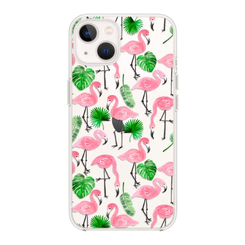 Blingy's Schutzhülle für iPhone 14, tropisches Flamingo-Vogelmuster, niedliches Tier-Design, transparent, weiches TPU, transparent, 15,5 cm (6,1 Zoll), tropischer Flamingo) von Blingy's
