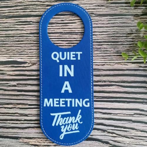 Orange "Please Out of Office" Schilder aus PU-Leder, doppelseitig, Aufschrift "Do Not Disturb" (Blue Quiet in a meeting) von BlissfulAbode