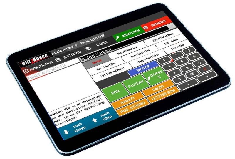 BlitzKasse Kassensystem 10" Kassenterminal für GASTRONOMIE Kellner-Terminal Bestellterminal von BlitzKasse