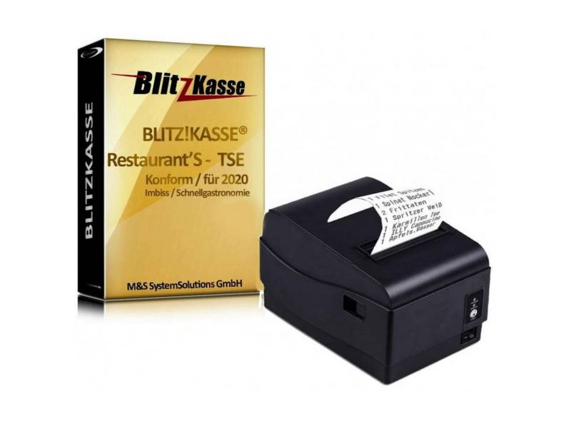 BlitzKasse Kassensystem GASTRO Kassen-Set: Restaurant Kassensoftware, Bondrucker USB von BlitzKasse