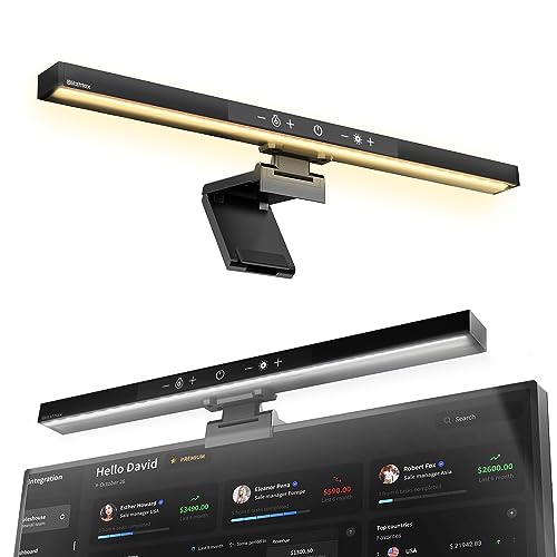 BlitzMax Computer Lampe LED USB, Computer Monitor Light Bar, Berührungsgesteuerte Schreibtischlampe mit Speicherfunktion und stufenloser Dimmung, 5 Farbtemperaturen, für Heim- und Büroarbeitsplätze von BlitzMax