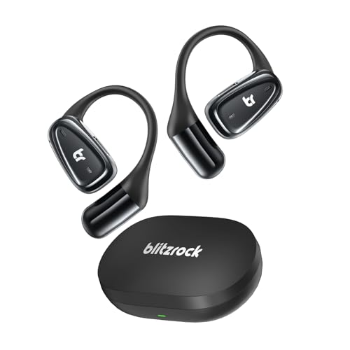 BlitzRock Open-Ear Kopfhörer, Ultraleicht, Ultradünne Ohrbügel, Klarer Klang, Clear Calls, IPX7 Wasserdicht, 28H Spielzeit, Sport Kopfhörer Bluetooth 5.4 für Laufen von BlitzRock