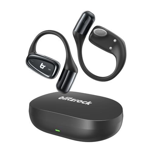 BlitzRock Open Ear Kopfhörer Bluetooth 5.4 Kabellose, 7,1g Ultraleicht, 0,7mm Ohrbügel, Sicherer Sitz, Klarer Klang, ENC Noise Cancelling, IPX7, Sportkopfhörer für Fitness, Laufen, Schwarz von BlitzRock
