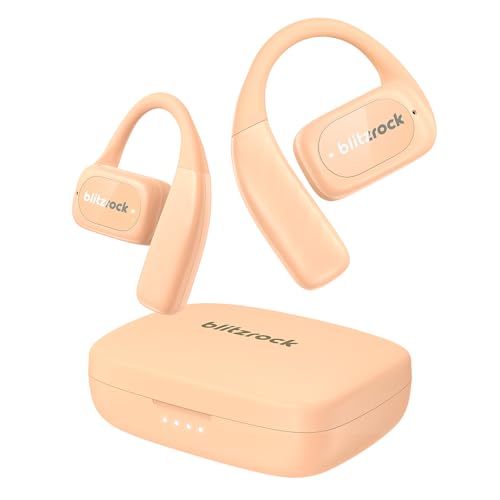 BlitzRock Open Ear Kopfhörer Bluetooth 5.4, Ultra Leicht Design, Klarer Klang, 4-Mic ENC Noise Canceling, App-Anpassung, 28h Laufzeit, IPX5 Offene Ohrhörer für Sport, Joggen, Rosa von BlitzRock