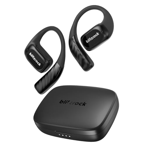 BlitzRock Open Ear Kopfhörer Kabellose Sport Bluetooth 5.4, Weichen und Bequemen, Reicher und Ausgewogener Klang, Stabiler Sitz, Klaren Anrufen, App-Steuerung, 32H Spielzeit, IPX5, Schwarz von BlitzRock