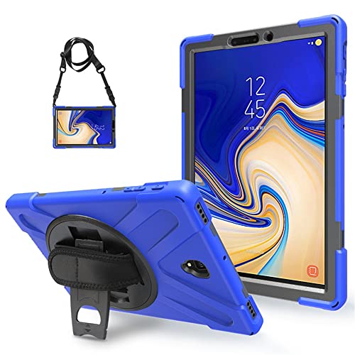 Blllue Schutzhülle für Samsung Galaxy Tab S4 10,5 Zoll SM-T830/SM-T835, 360 Grad drehbarer Ständer, Handschlaufe, stoßfest, robust, Blau von Blllue