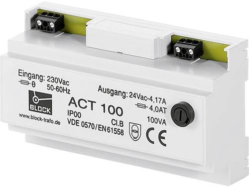 Block ACT 100 Sicherheitstransformator 1 x 230 V/AC 1 x 24 V/AC 100 VA 4.16A von Block