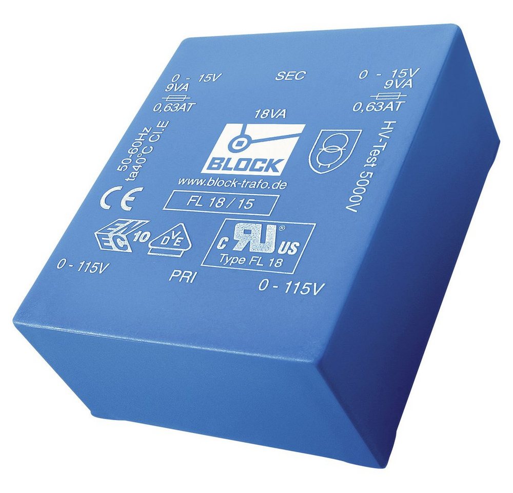 Block Block FL 30/9 Printtransformator 2 x 115 V 2 x 9 V/AC 30 VA 1.66 A Trafo von Block