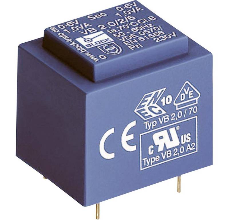 Block Block VB 0,35/2/9 Printtransformator 1 x 230 V 2 x 9 V/AC 0.35 VA 39 m Trafo von Block