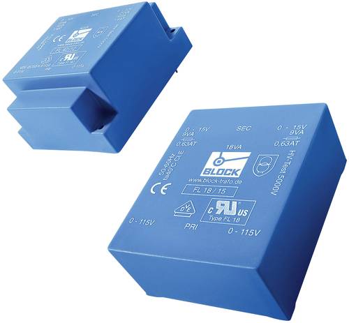 Block FL 52/9 Flachtransformator 2 x 115 V/AC 2 x 9 V/AC 52 VA von Block