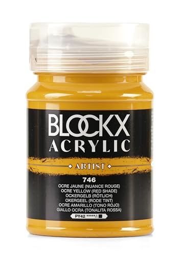 Blockx 65746BXC – feines Acryl, blickdicht und satiniert, Ockergelb (roter Farbton) PY 42 – Topf 500 ml von Blockx