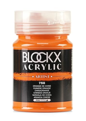 Blockx 65758BXC – feines Acryl, halbdeckend und satiniert – Chinesisches Orange PO 5 – Topf 500 ml von Blockx