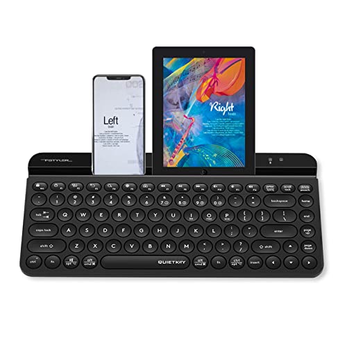 Bloody FBK30 Multi-Device QuietKey Kabellose Tastatur, 2.4G und Bluetooth Dual-Modus, bis zu 4 Geräte, Tragbar mit integriertem Ständer für Mac iOS Windows Android (Klassisches Schwarz) von Bloody