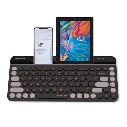 Bloody FBK30 QuietKey 2.4G Kabellose Tastatur und Bluetooth Dual-Modus, bis zu 4 Geräte, tragbar mit integrierter Unterstützung für Mac iOS, Windows Android (Schwarze Johannisbeere) von Bloody