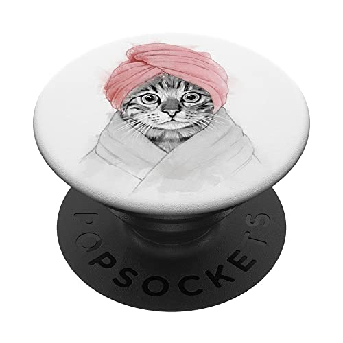 Lustiges Katzenkopf-Handtuch für Badezimmer, Lounge, Tiergeschenk PopSockets mit austauschbarem PopGrip von Bloom & Florence