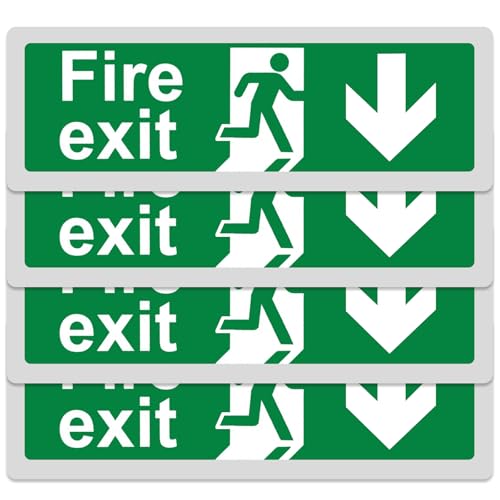 Hinweisschild mit Pfeil nach unten, 33,5 cm × 8 cm, Notfallausgang, Türschilder, selbstklebender Vinyl-Aufkleber, Feueraktions-Hinweisschild mit starkem, aber entfernbarem Kleber für Sicherheit im von Bloomique