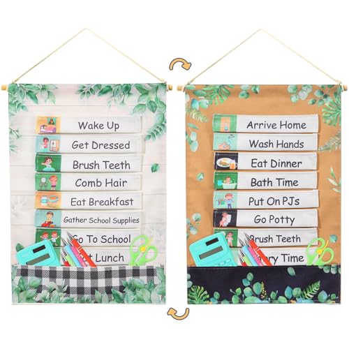 Blosssound Greenery Visueller Zeitplan für Kinder, Tagesplaner, Kalender, Tag, Nachtzeit, Routinediagramm, doppelseitiger Planer mit 28 Karten für Zuhause, Schule, Planer, Autismus, Lernmaterialien Blosssound Greenery Visueller Zeitplan für Kinder, Tagesplaner, Kalender, Tag, Nachtzeit, Routinediagramm, doppelseitiger Planer mit 28 Karten für Zuhause, Schule, Planer, Autismus, Lernmaterialien von Blosssound