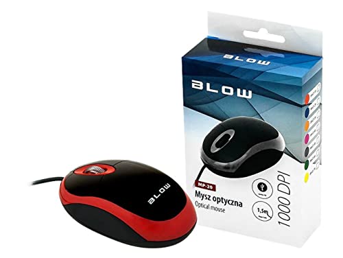 Blow MP-20 Optische Maus 1000DPI USB PC Notebook Plug and Play 3 Tasten Scroll-Rad Rot von Blow