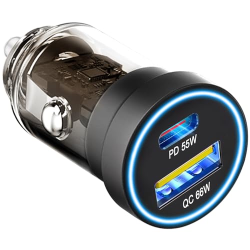 121W Zigarettenanzünder USB, [PD 55W+QC 66W] 12V KFZ Ladegerät USBC, 6A Schnellladung dual Port USB Auto Adapter, Car Charger mit LED-Licht für iPhone 16/15/14/13/12,Samsung S23,iPad,Laptop Tablet von Blsyetec