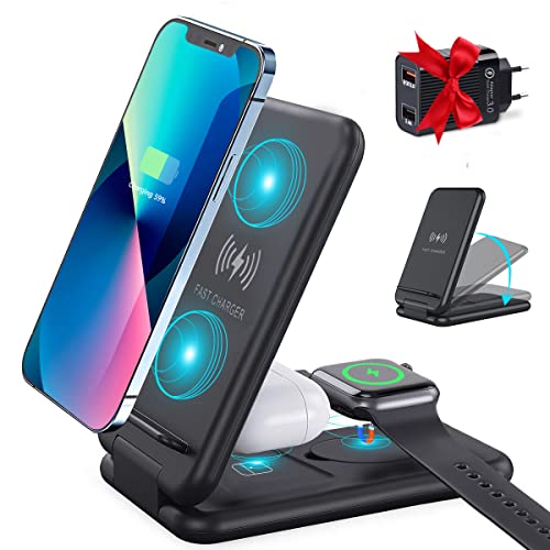 3 in 1 Wireless Charger Qi Induktion Faltbare Ladestation 15W Schnelles Kabelloses Ladegerät kompatibel mit iPhone 14/13/12/11/11Pro/XR/Xs/8/8P/Samsung/iWatch6/5/4/3/2/AirPods 2/Pro 3 in 1 Wireless Charger Qi Induktion Faltbare Ladestation 15W Schnelles Kabelloses Ladegerät kompatibel mit iPhone 14/13/12/11/11Pro/XR/Xs/8/8P/Samsung/iWatch6/5/4/3/2/AirPods 2/Pro von Blsyetec