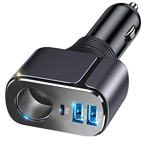 Zigarettenanzünder USB,56W [PD3.0+Dual QC3.0] Auto USB Adapter,[60° Adjustable] Autoladegerät,4 in 1 KFZ ladegerät Schnellladung for iPhone 14/13/12/11/XS/X/XR, iPad,Samsung Galaxy S22/S21, Pixel etc von Blsyetec