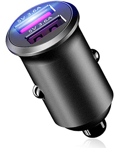 Zigarettenanzünder USB Auto Ladegerät [Dual QC 3.0 7.2A Aluminiumschale] Schnellladung 12V 24V USB Auto Adapter Klein Kfz Ladegerät für iPhone 16 15 14 13 12 11 iPad Samsung S25 S24 von Blsyetec