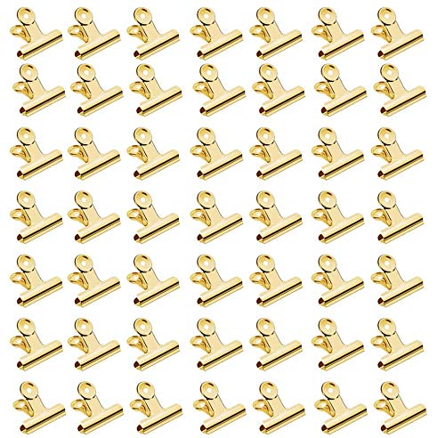 Klammern Gold, Kleine Klammern, 60pcs Goldene Klammern, Kleine Bulldogge Klammer Datei Papiergeld Klemmen für Büros (Licht-Gold, 22mm) von BluVast