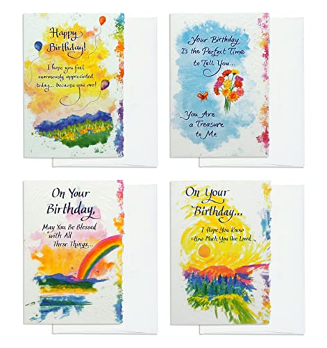 Blue Mountain Arts Geburtstagskarten-Sortiment – 4 einzigartige Grußkarten mit erhebenden Happy Birthday Wishes für die besonderen Menschen in Ihrem Leben von Blue Mountain Arts