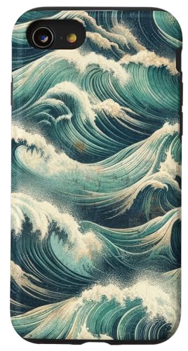 Hülle für iPhone SE (2020) / 7 / 8 Wellen Retro Vintage Ocean Art Meer Surfen Urlaub von Blue Sea & Ocean Gifts