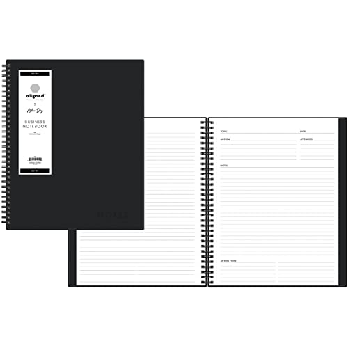 Blue Sky Aligned Notes Professional Business Notizbuch, flexibler Einband, Doppeldrahtbindung, perforierte Seiten, 21,6 x 27,9 cm, Schwarz von Blue Sky