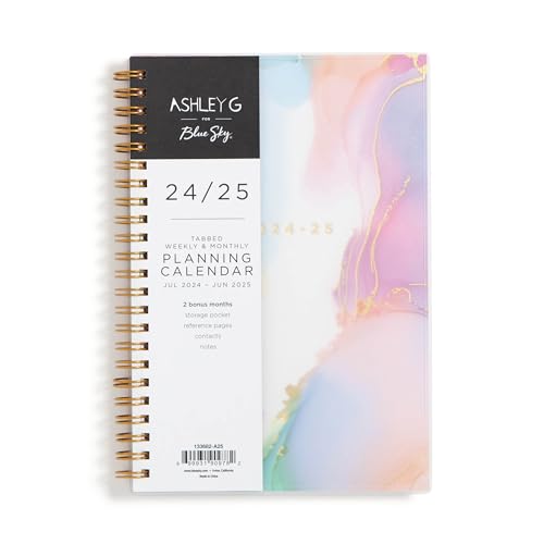 Blue Sky Ashley G for 2024-2025 Schüler-Wochen- und Monatsplaner, 12,7 x 20,3 cm, flexibler Einband, Spiralbindung, mehrfarbig (133682-A25) von Blue Sky
