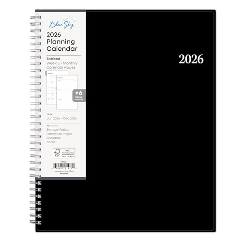 Blue Sky Wochen- und Monatsplaner 2026, Januar 2026 - Dezember 2026, 21,6 x 27,9 cm, flexibler Einband, Spiralbindung, laminierte Reiter, Aufbewahrungstasche, Enterprise Blue Sky Wochen- und Monatsplaner 2026, Januar 2026 - Dezember 2026, 21,6 x 27,9 cm, flexibler Einband, Spiralbindung, laminierte Reiter, Aufbewahrungstasche, Enterprise von Blue Sky