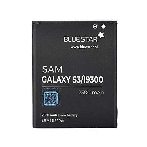 Blue Star Premium - Li-Ion Lithium Akku 2300 mAh Kapazität Schnellladung 2.0 Kompatibel mit dem Samsung Galaxy S3, Schwarz Blue Star Premium - Li-Ion Lithium Akku 2300 mAh Kapazität Schnellladung 2.0 Kompatibel mit dem Samsung Galaxy S3, Schwarz von Blue Star