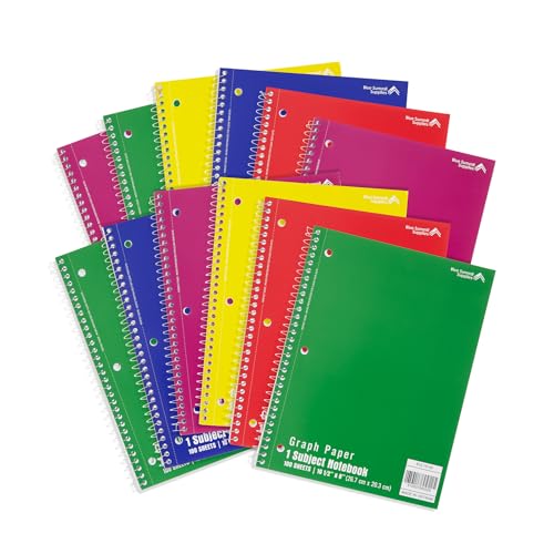 Blue Summit Quad Ruled Notebook, Paper Quad Ruled Spiral Notebook 8x10.5, 4x4 Square Grid for Math, College, Work, School, and Lab, Graphing Paper, 70 sheets, 12 Pack Blue Summit Quad Ruled Notebook, Paper Quad Ruled Spiral Notebook 8x10.5, 4x4 Square Grid for Math, College, Work, School, and Lab, Graphing Paper, 70 sheets, 12 Pack von Blue Summit Supplies