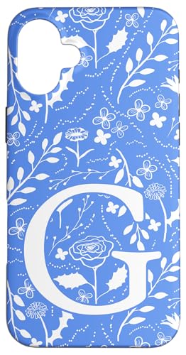 Blau-weißes Toile-Monogramm, Anfangsbuchstabe G Hülle für iPhone 16 Plus Blau-weißes Toile-Monogramm, Anfangsbuchstabe G Hülle für iPhone 16 Plus von Blue Toile Monogram Initials