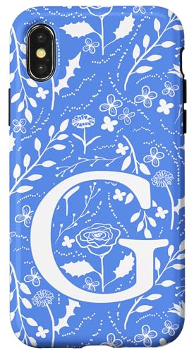 Blau-weißes Toile-Monogramm, Anfangsbuchstabe G Hülle für iPhone X/XS Blau-weißes Toile-Monogramm, Anfangsbuchstabe G Hülle für iPhone X/XS von Blue Toile Monogram Initials