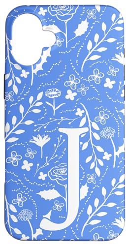 Blau-weißes Toile-Monogramm, Anfangsbuchstabe J Hülle für iPhone 16 Plus von Blue Toile Monogram Initials