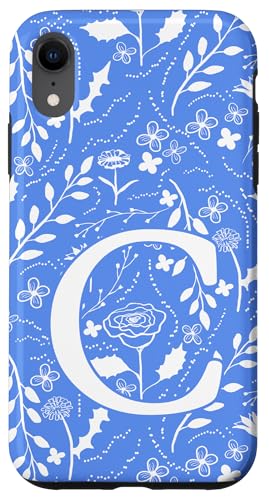 Blau-weißes Toile-Monogramm mit Blumenmuster, Anfangsbuchstabe C Hülle für iPhone XR Blau-weißes Toile-Monogramm mit Blumenmuster, Anfangsbuchstabe C Hülle für iPhone XR von Blue Toile Monogram Initials