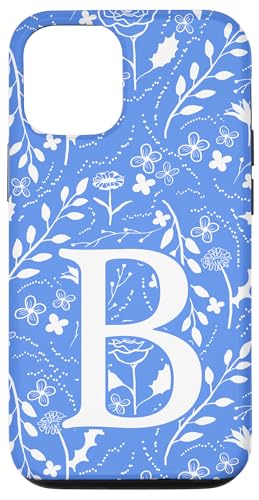 Blau-weißes florales Toile-Monogramm, Anfangsbuchstabe B Hülle für iPhone 12/12 Pro von Blue Toile Monogram Initials