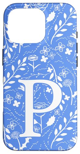 Monogramm-Initialbuchstabe P, Blumenmuster, Blau und Weiß Hülle für iPhone 16 Pro Monogramm-Initialbuchstabe P, Blumenmuster, Blau und Weiß Hülle für iPhone 16 Pro von Blue Toile Monogram Initials