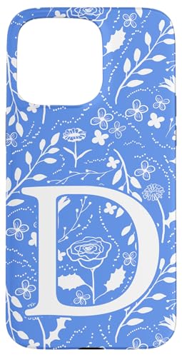 Monogramm "Toile" mit Blumenmuster, Anfangsbuchstabe D, Blau / Weiß Hülle für iPhone 15 Pro Max von Blue Toile Monogram Initials