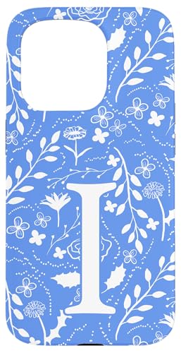 Monogramm "Toile" mit Blumenmuster, Anfangsbuchstabe I, Blau / Weiß Hülle für iPhone 15 Pro von Blue Toile Monogram Initials