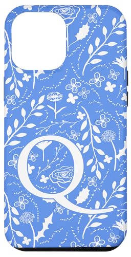 Monogramm mit Blumenmuster, Anfangsbuchstabe Q, Blau / Weiß Hülle für iPhone 12 Pro Max Monogramm mit Blumenmuster, Anfangsbuchstabe Q, Blau / Weiß Hülle für iPhone 12 Pro Max von Blue Toile Monogram Initials